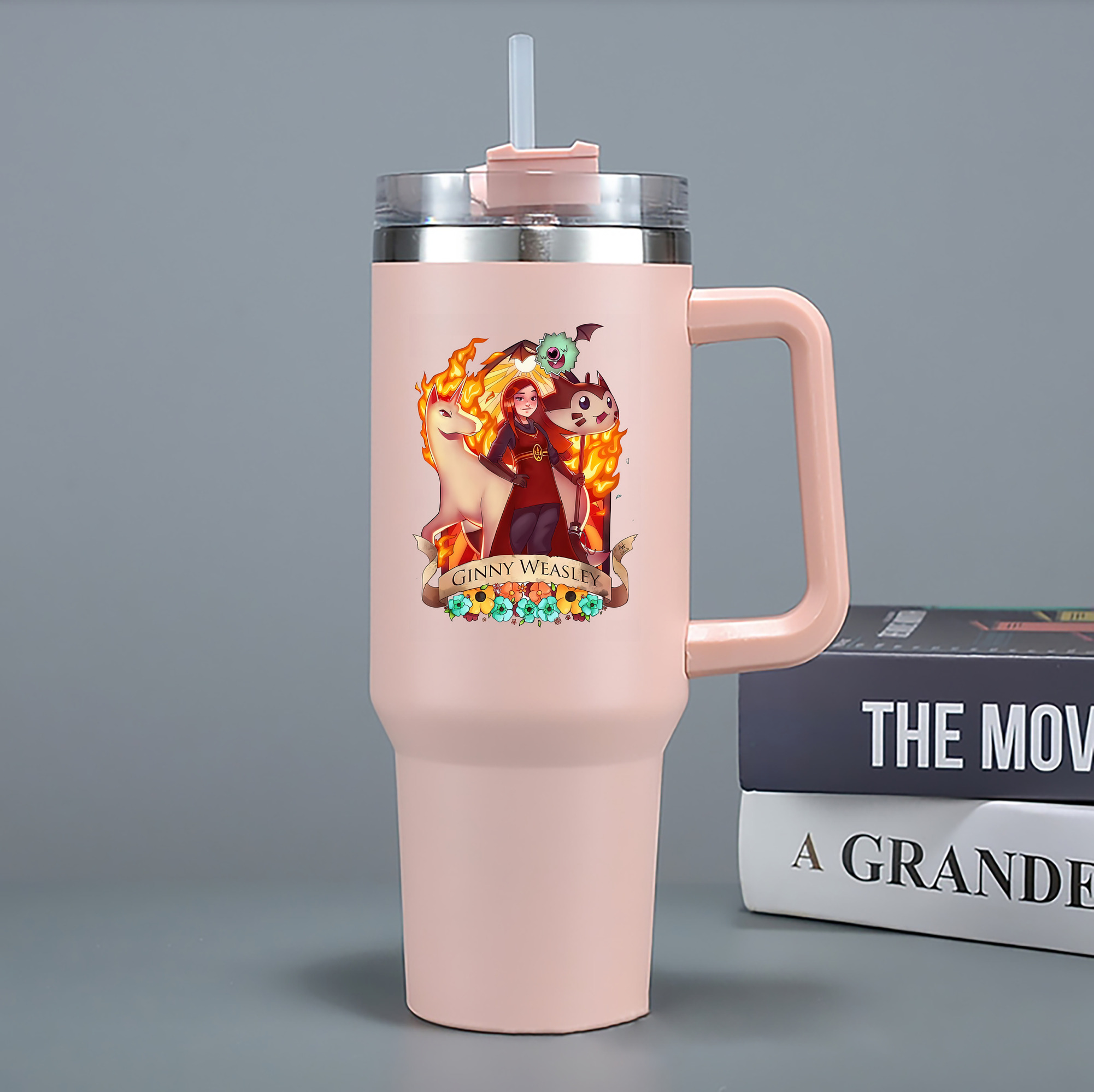 （画像用） Harry Potter ハリー・ポッターシリーズ 1200mL車用タンブラー - クリスタルステッカー（プラスチックストロー付き）